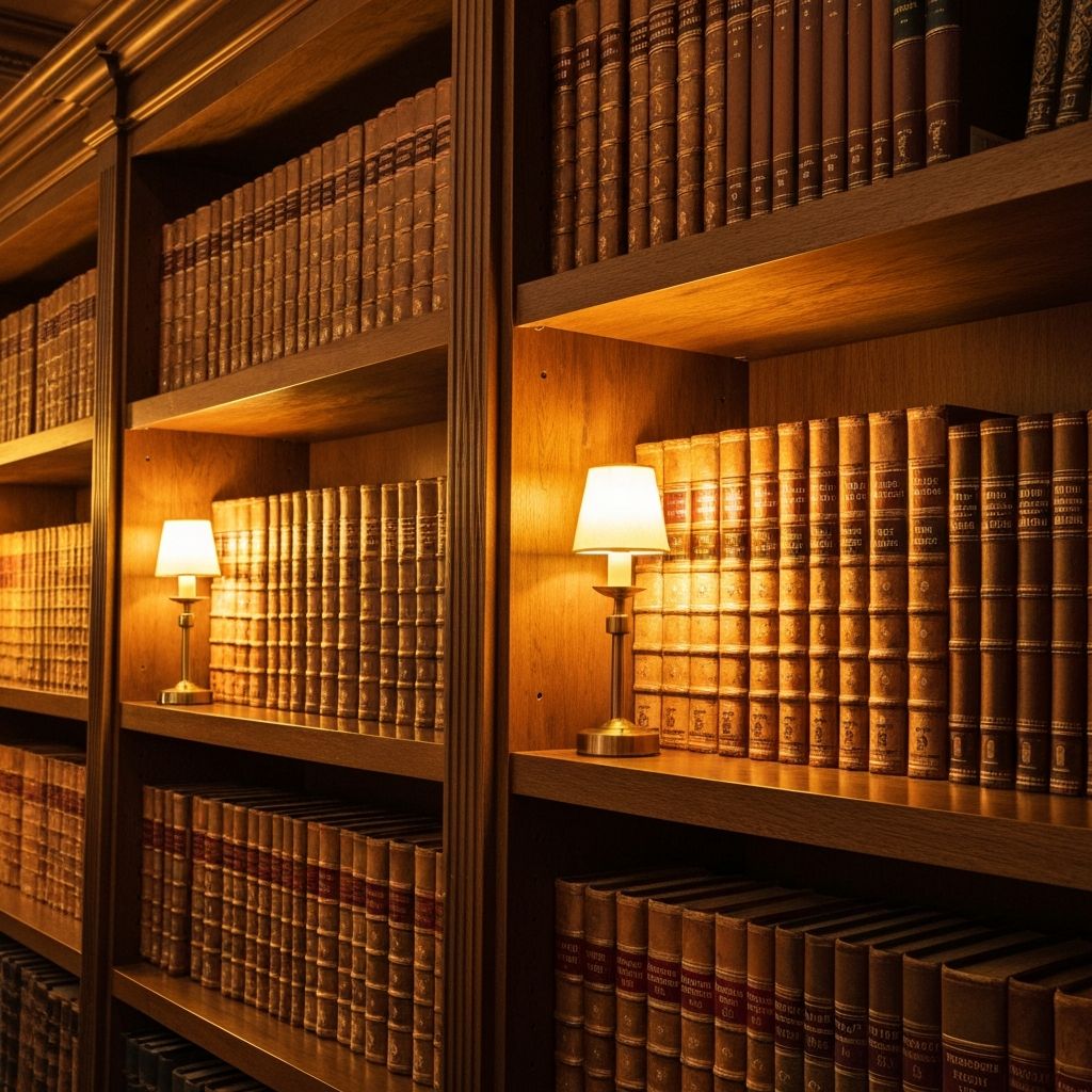 Elegant bookshelf with classics